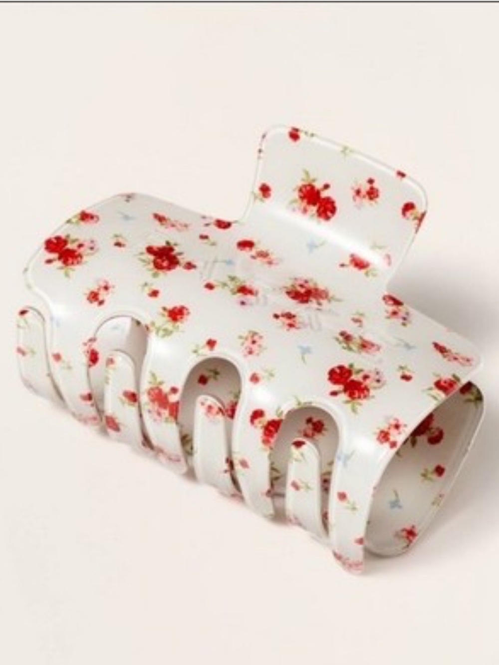 PARKE x Target Claw  Hair Clip White Red Floral Pattern PARKE Logo Engraved NWT